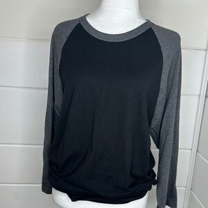Tultex Charcoal and Black Baseball 3/4 Sleeve Shirt